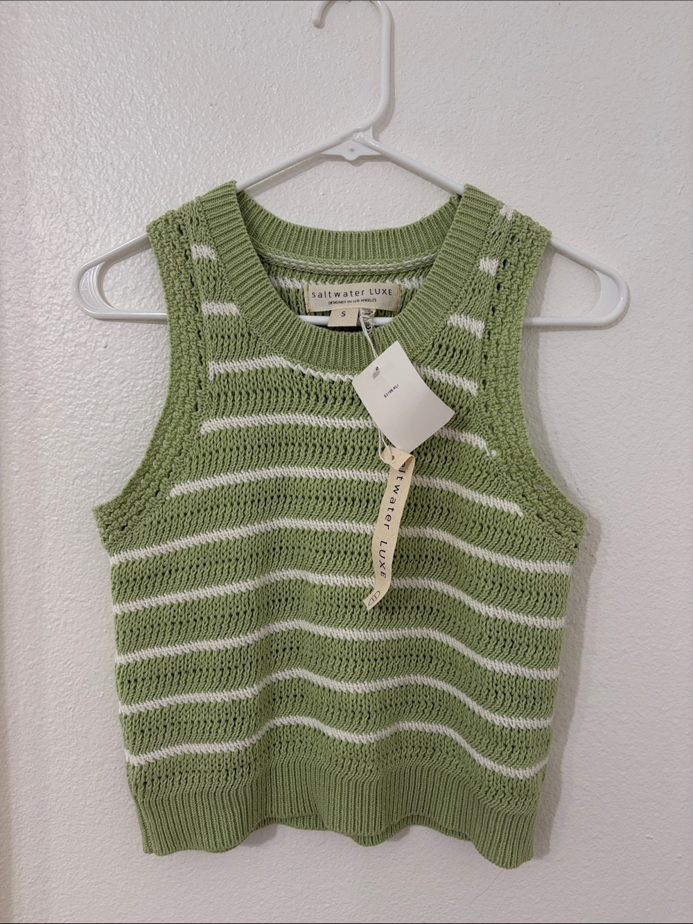 Soft Green & White Striped Knit Tank